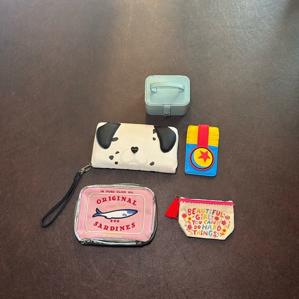 Betsey Johnson Dalmatian wallet wristlet, Natural Life pouch and Accessories Set